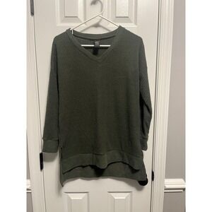 Women's Olive Green Solid Waffle Knit Tunic by Lidy S/M